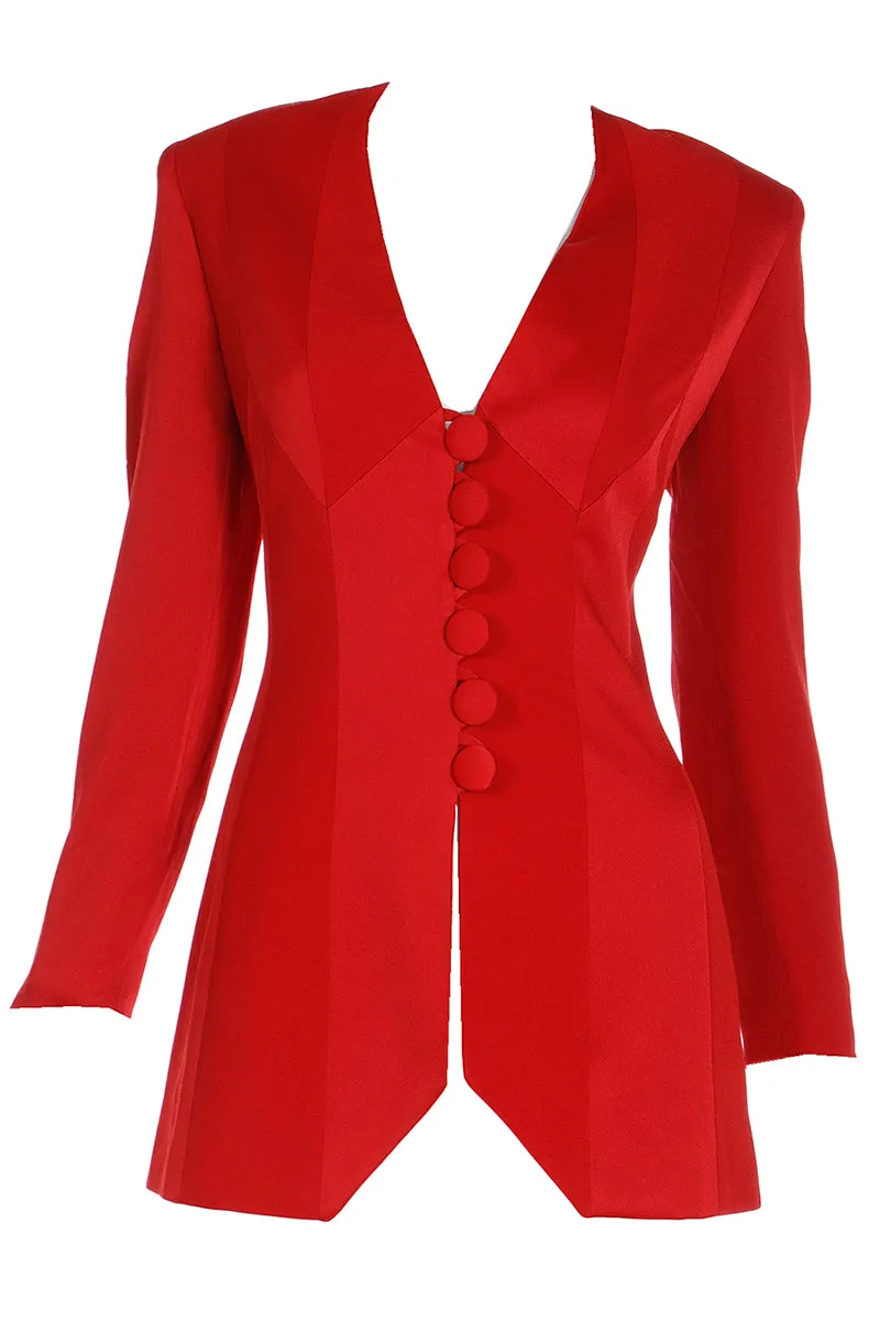 1990s Franco Moschino Cheap and Chic Vintage Red Blazer Jacket