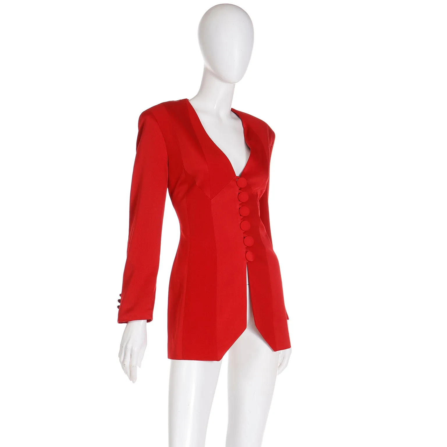 1990s Franco Moschino Cheap and Chic Vintage Red Blazer Jacket