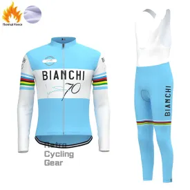 Bianchi Water Blue Fleece Retro Cycling Kits