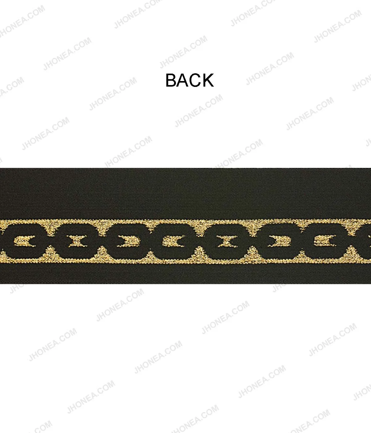 Black with Shiny Metallic Gold Lurex Thread Chain Design Glitter Elastic