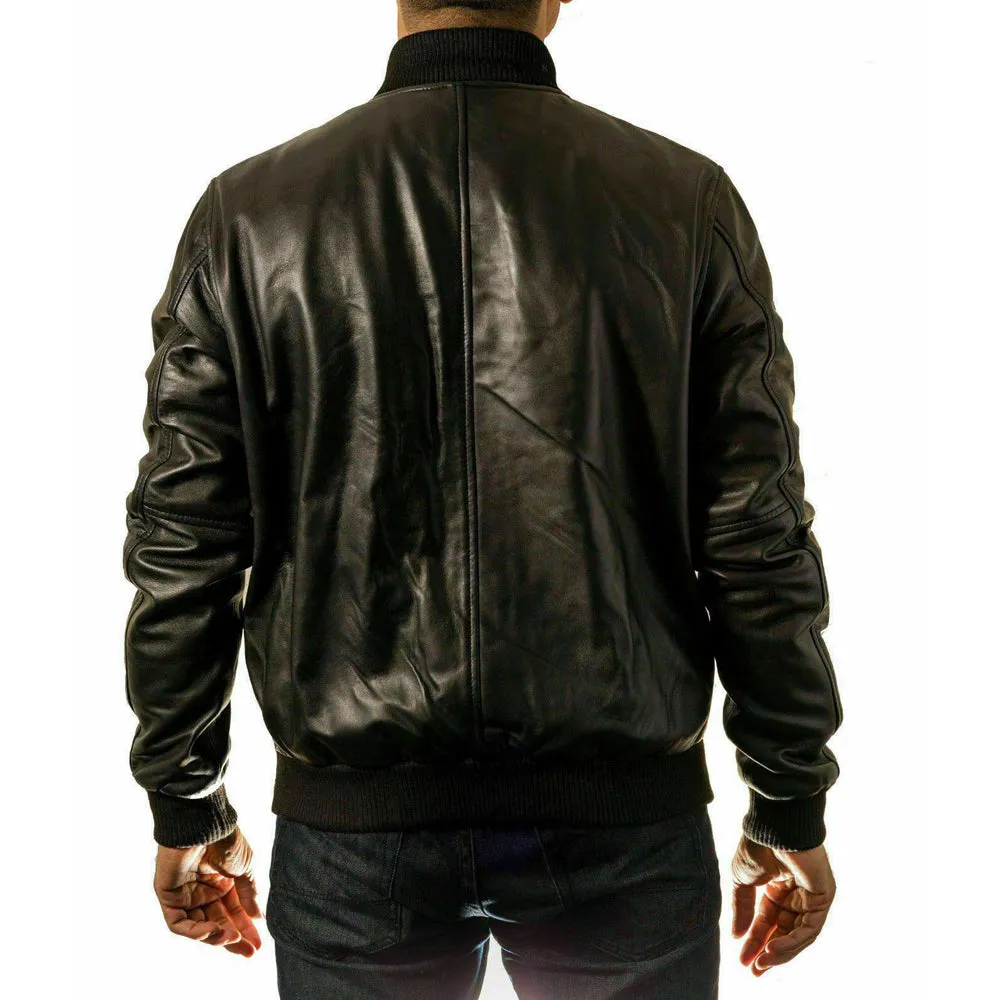 Bomber Style Leather Fashion Varsity 80's Casual Jacket