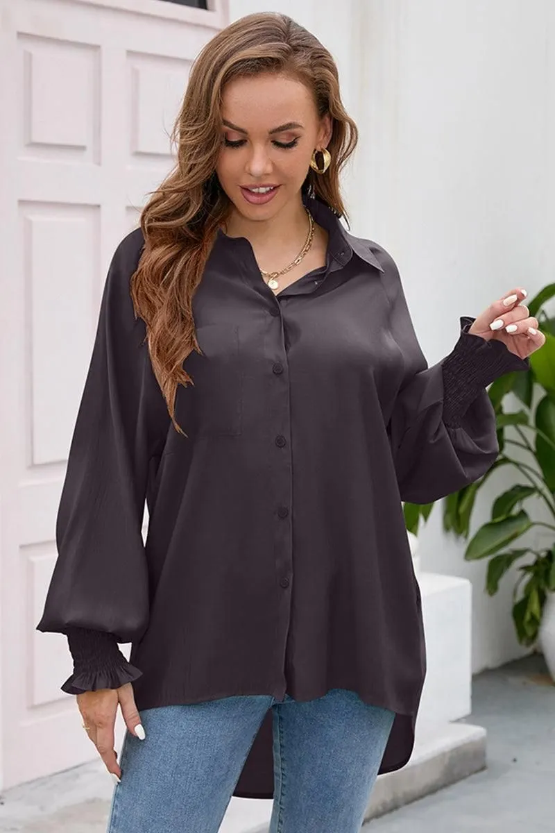 BUTTON DOWN BASIC SIMPLE DAILY BLOUSE