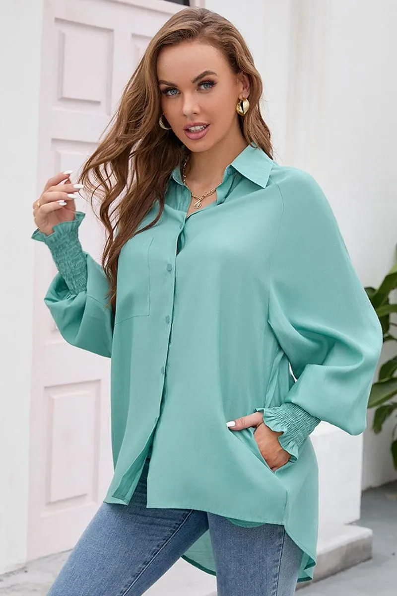 BUTTON DOWN BASIC SIMPLE DAILY BLOUSE