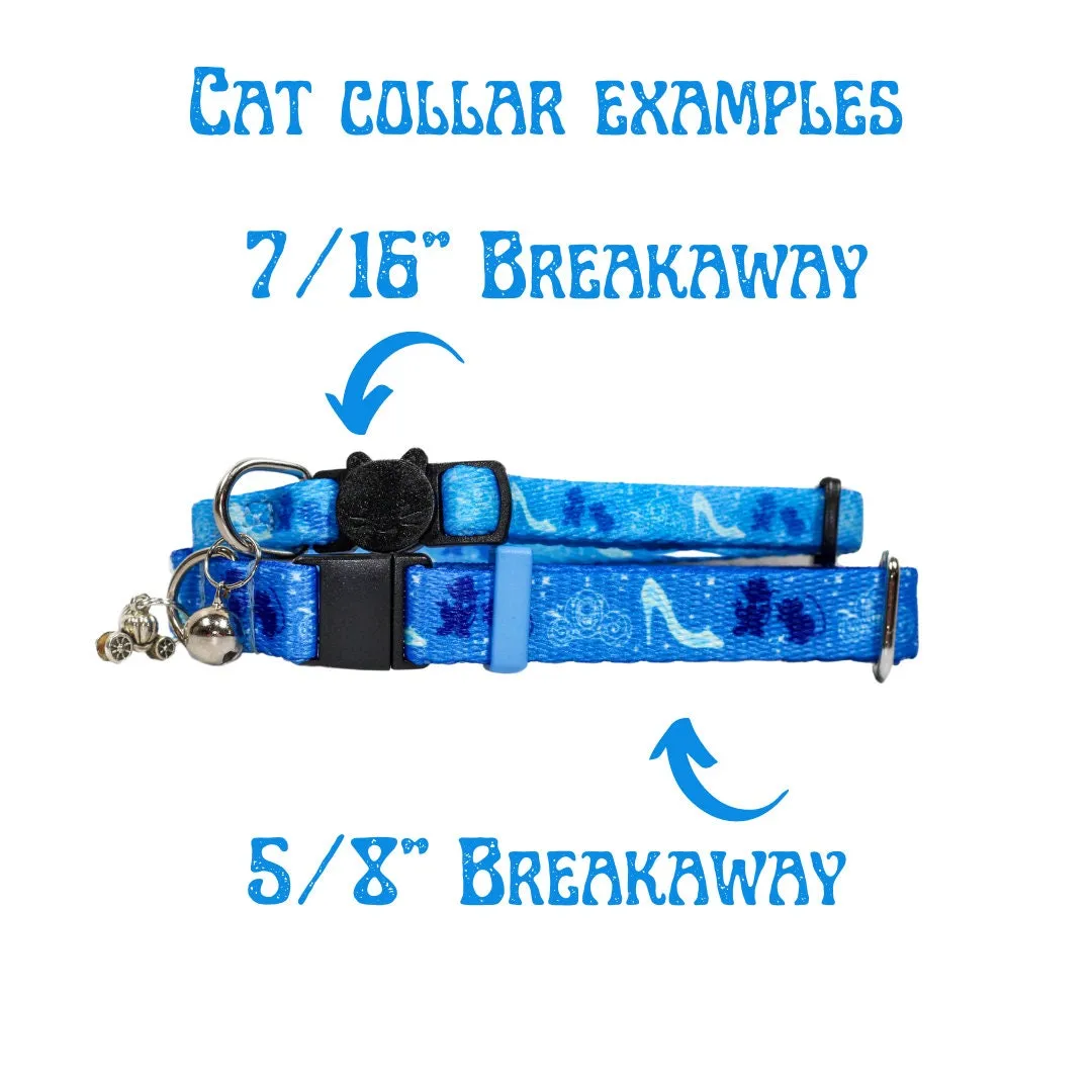 Carriage princess cat collar, Glass slipper, Princess collar, Cinderella and mice, Wide breakaway cat collar,