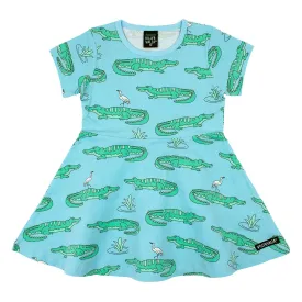 Crocodile Half Circle Short Sleeve Dress