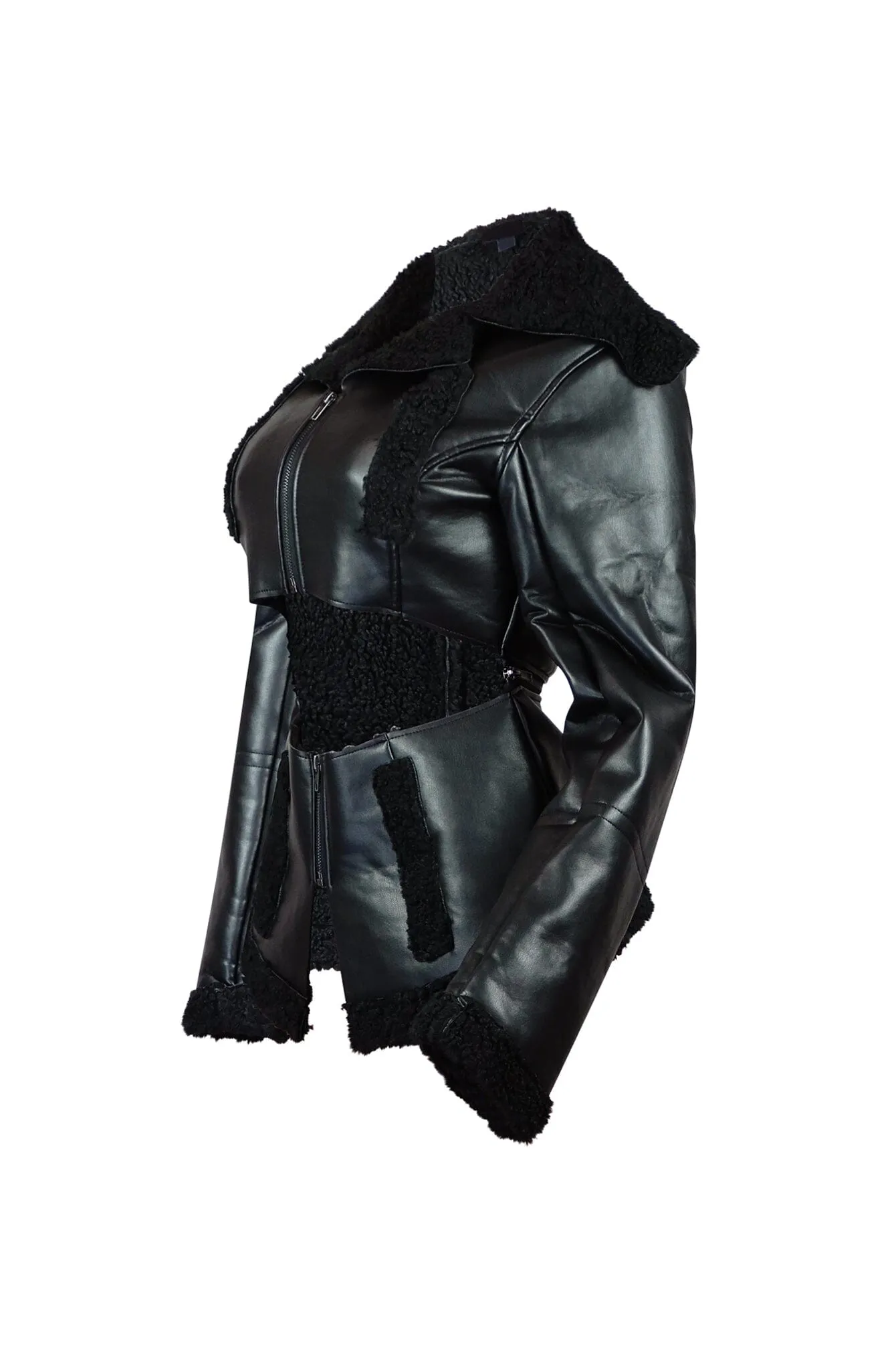 Josephina Faux Leather Sherpa Jacket