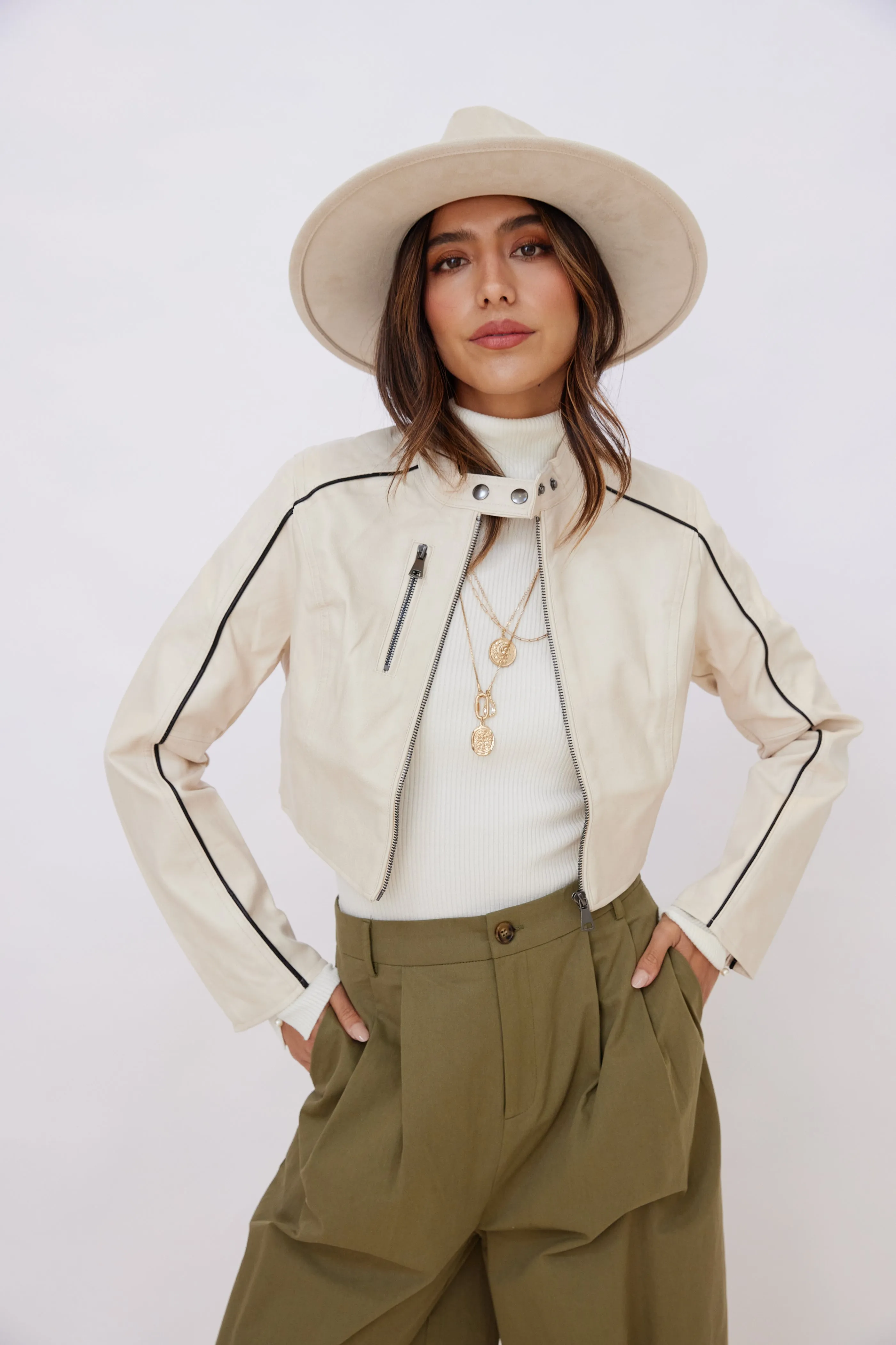 Louie Faux Leather Track Jacket