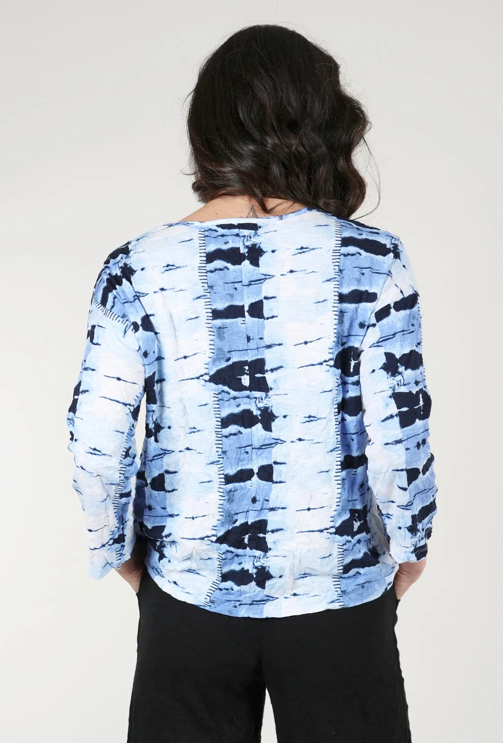 Low Pocket Patterned Pullover, Navy