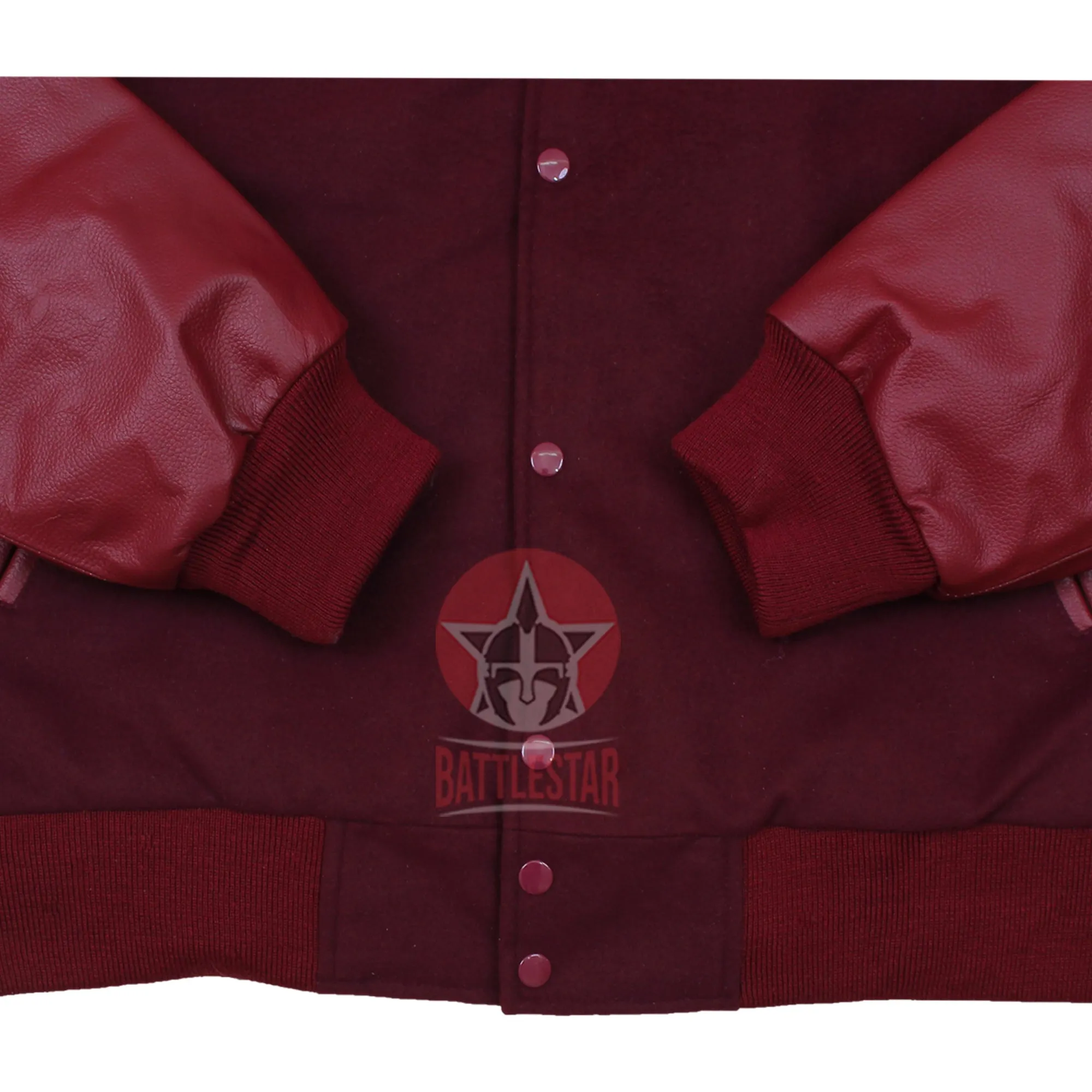 Maroon Raglan Sleeves Wool Leather Varsity Baseball Jacket