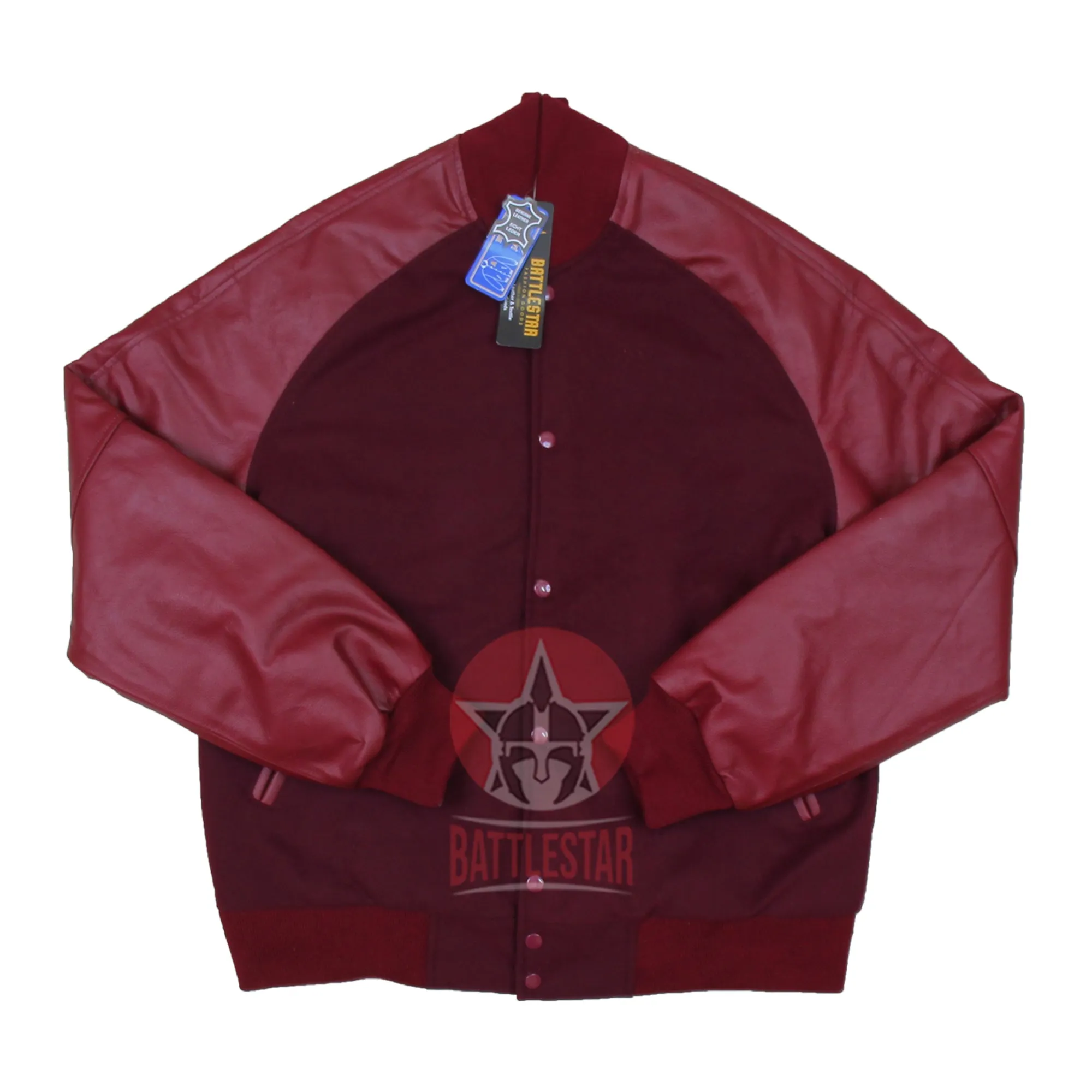 Maroon Raglan Sleeves Wool Leather Varsity Baseball Jacket