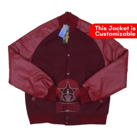 Maroon Raglan Sleeves Wool Leather Varsity Baseball Jacket