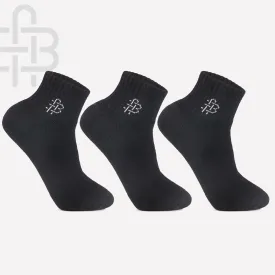 Men Cushioned Black Ankle-Length Joggers Sports Socks - Pack of 3