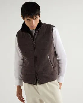 Men's Vermont Fur Lined Gilet Biscotti Brown