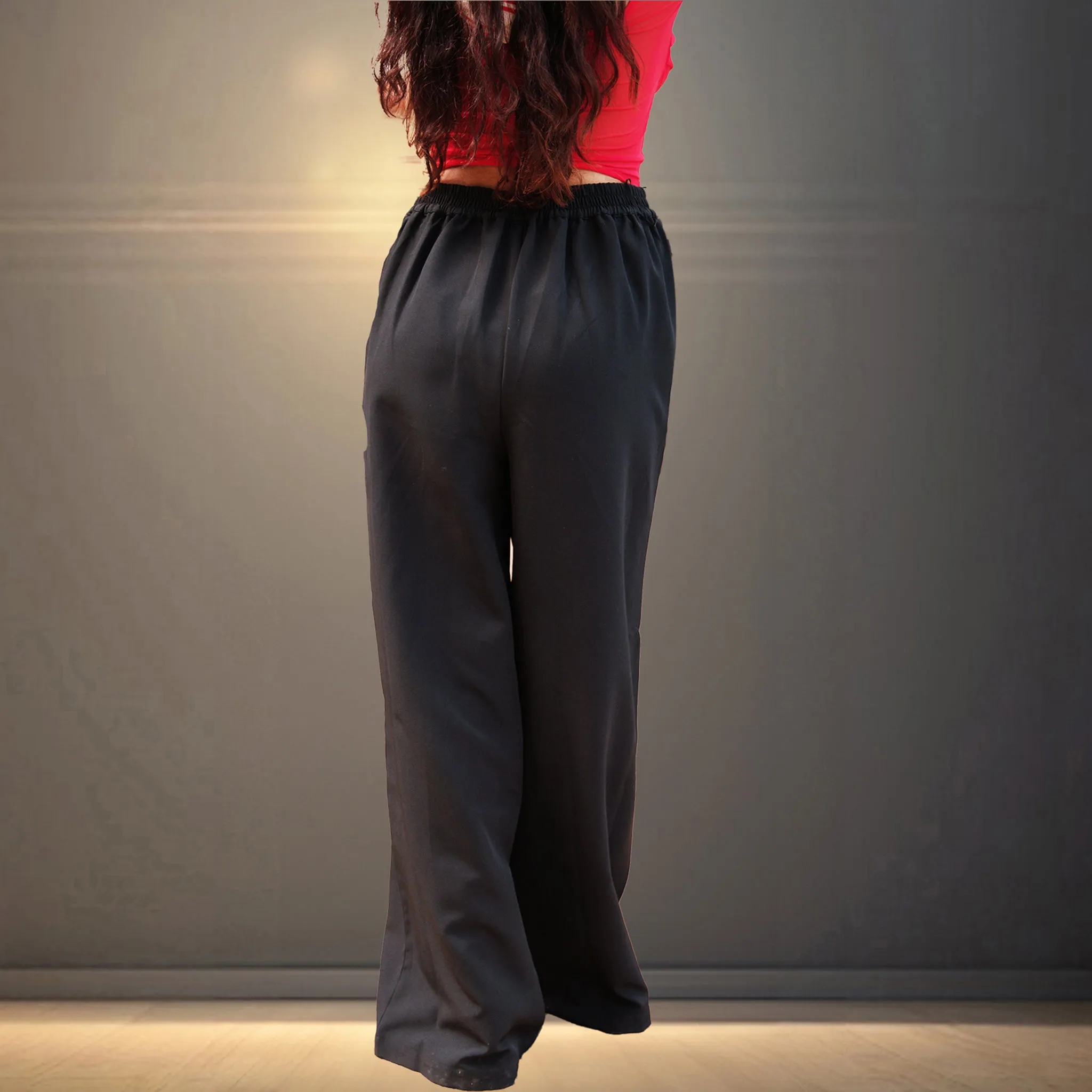 Pleated Korean Baggy Pants for Women - Black