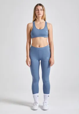 Tennis leggings with pockets long, gray blue