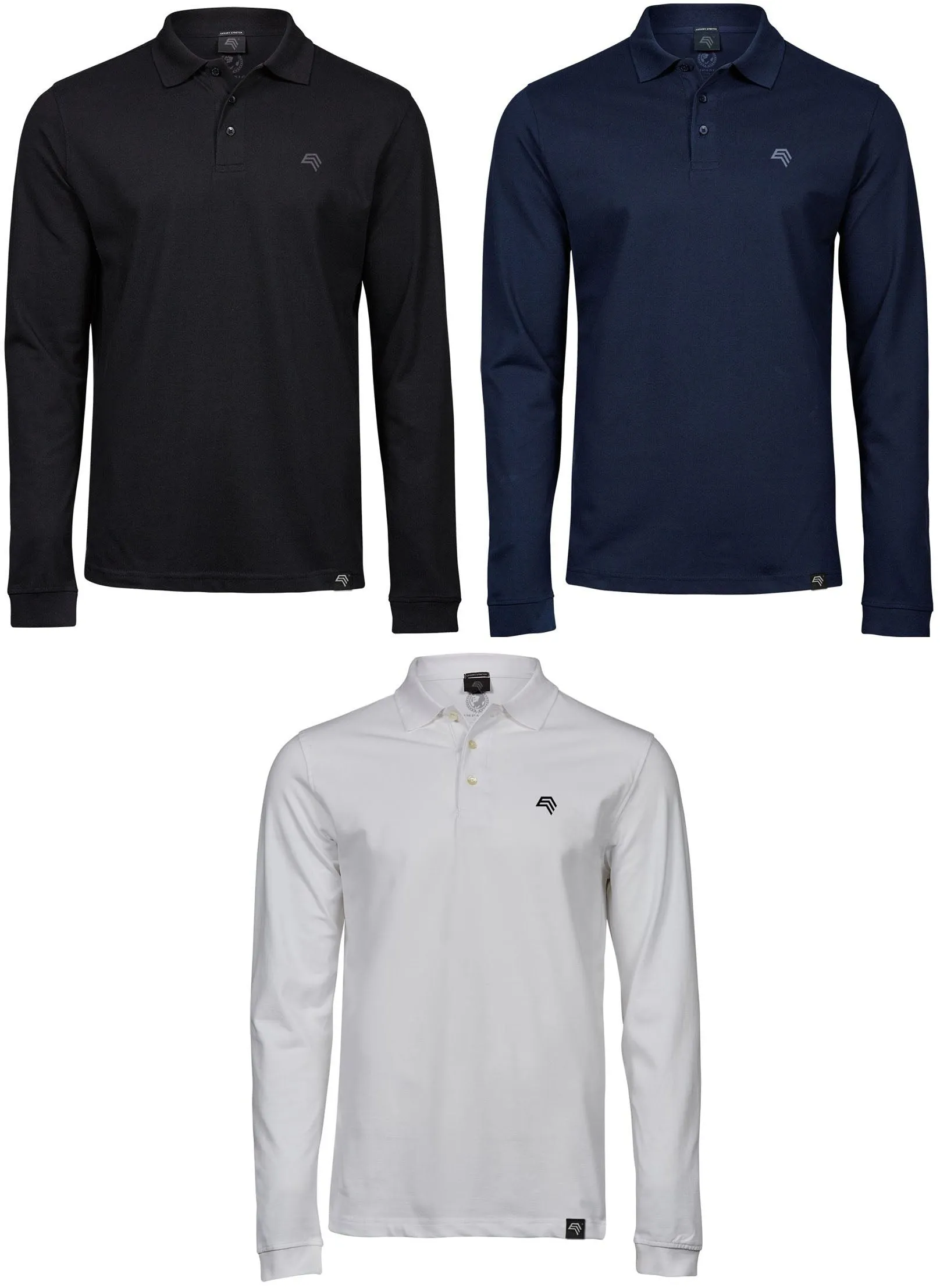 TJS 1406 ― Luxury Longsleeve Stretch Polo Shirt - Navy Blau